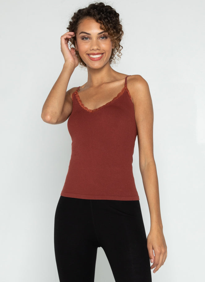 C'est Moi - Bamboo Tank with Lace Trim