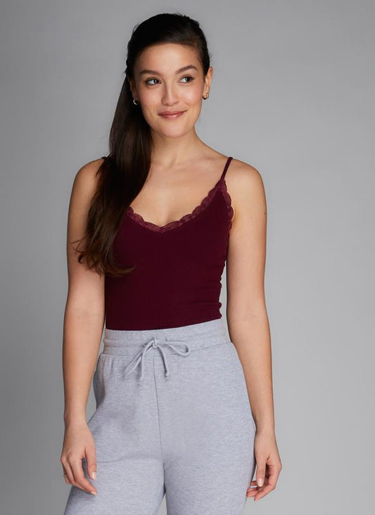 C'est Moi - Bamboo Tank with Lace Trim