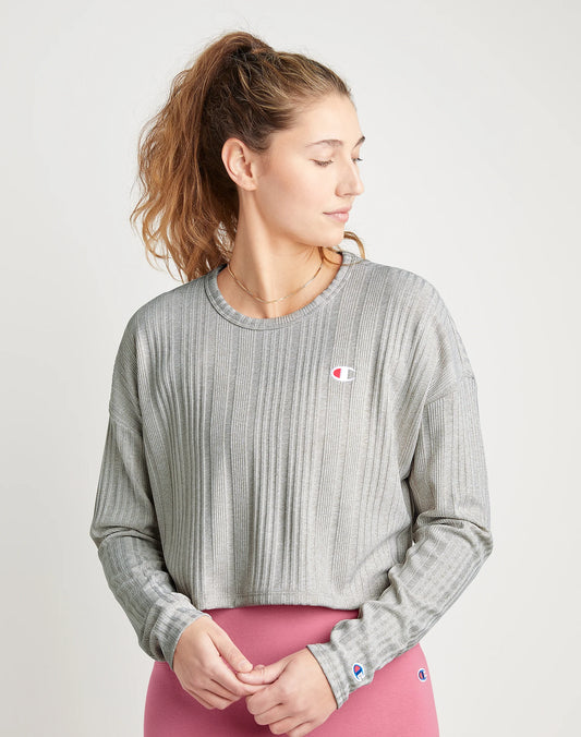 Champion - Two-Tone  Ribbed Cropped Crew